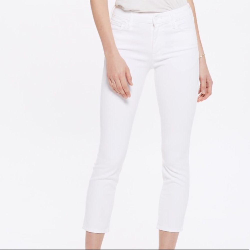 MOTHER White Crop Looker - Stayin Alive Jean